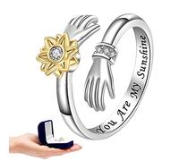 Teksome You Are My Sunshine Daisy Flower Open,Open Daisy Flower Sunflower | Sterling Silver s with Sunflower and Hand, Sunflower Initial Letter Spinner for Birthday