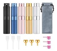 Tekson 10ML Perfume Atomizer Travel (2 PCS), Refillable Cologne Containers, Dispenser Spray Empty Bottle for Mini Sprayer Size (Blue&Pink, Marble), 5 colors,