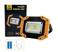 tekstap LED Rechargeable Work Light - 30W 2000LM USB Portable Super Bright Cordless Outdoor Floodlight Battery Powered Flood Working Site COB Security Light for Garage/Workshop/Camping/Hiking/Fishing