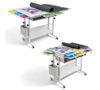 Tektalk 2000 Piece Foldable Felt Jigsaw Puzzle Table with Height Adjustment, Puzzle Board for Adults with 2 Cover & 8 Sorting Trays/Drawers, Easel with Legs, Enclosed with 4 Roller Wheels - Light Gray