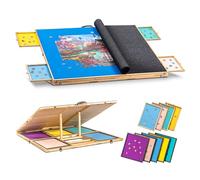 Tektalk 2000 Piece Puzzle Board with 4 Sorting Drawers & 5 Felt Trays, Jigsaw Table with Cover & Handle, Storing for 2000, 1500, 1000, 500 Jigsaw Puzzle Pieces