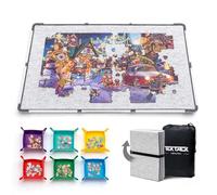Tektalk Foldable Jigsaw Board, Felt Puzzle Mat with Non-Slip Surface & 6 Colored Sorting Trays, Portable Puzzle Storage Saver, for Up to 1500 Pieces