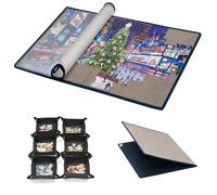 Tektalk Foldable Jigsaw Board with 6 Sorting Trays Portable Jigsaw Mat with Puzzle Dustproof Cover Puzzle Saver, Up to 1500/2000 Pieces (Up to 1000 Pieces, Gray board with 6 gray trays)