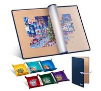 Tektalk Foldable Jigsaw Board with 6 Sorting Trays Portable Jigsaw Mat with Puzzle Dustproof Cover Puzzle Saver, Up to 1500/2000 Pieces (Up to 2000 Pieces, Khaki board with 6 colorful trays)