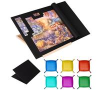 Tektalk Foldable Jigsaw Puzzle Board with 4 Angle Adjustable Bracket/Stand, Lightweight Portable Puzzle Mat Plateau with Wooden Easel, Foldaway Felt Puzzle Table, for Up to 1500 Pieces - Black