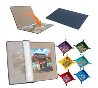 Tektalk Foldable Jigsaw Puzzle Board with 6 Color Sorting Trays Portable Puzzle Mat with Dustproof Cover for Puzzle Storage Saver, Non-Slip Surface, Up to 2000 Pieces - Gray