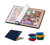 Tektalk Foldable Jigsaw Puzzle Board with 6 Color Sorting Trays Portable Puzzle Mat with Puzzle Dustproof Cover for Puzzle Storage Puzzle Saver, Non-Slip Surface, Up to 1500 Pieces - Khaki