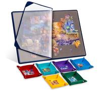 Tektalk Jigsaw Board with 6 Sorting Trays Portable Jigsaw Mat with Puzzle Dustproof Cover for Puzzle Storage Saver, Non-Slip Surface, Up to 1000 Pieces (With 6 Colorful Trays)