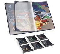 Tektalk Jigsaw Board with 6 Sorting Trays Portable Jigsaw Mat with Puzzle Dustproof Cover for Puzzle Storage Saver, Non-Slip Surface, Up to 1000 Pieces (With 6 Gray Trays)