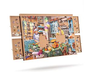 Tektalk Jigsaw Puzzle Board, Jigsaw Saver for Adults, Portable Jigsaw Board with 4 Drawers, Puzzle Table Wooden Puzzle Plateau with Non-Slip Surface for Up to 1,000 Pieces