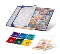 Tektalk Jigsaw Puzzle Board with 3 Angle Adjustable Bracket/Stand, Lightweight Portable Puzzle Mat with Dustproof Cover for Puzzle Storage Saver, Non-Slip Surface, Up to 1000 Pieces - Gray