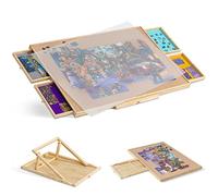 Tektalk Jigsaw Puzzle Table with Integrated Adjustable Stand/Bracket and Removable Cover, Wooden Portable Puzzle Board with 4 Sorting Drawers, for Up to 1000/1500 Pieces (Up to 1500 Pieces)