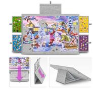 Tektalk Portable Jigsaw Puzzle Table with Integrated Adjustable Stand/Bracket and Removable Cover, 3-Tilting-Angle Super Lightweight Felt Puzzle Plateau Board, for Up to 1000 Pieces - Light Gray