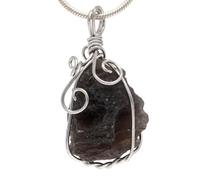 Tektite Pendant Necklace Raw Stone Set Real Stone Women Men | Wire set raw stone - each piece is unique. Includes cotton ribbon and gemstone card