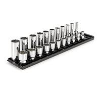 TEKTON 1/2 Inch Drive 12-Point Socket Set with Rails, 22-Piece (3/8-1 in.) | SHD92210