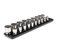 TEKTON 1/2 Inch Drive 12-Point Socket Set with Rails and Tray, 19-Piece (3/8-1-1/2 in.) | SHD92126
