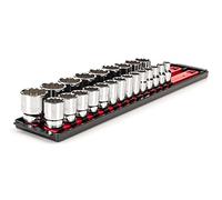 TEKTON 1/2 Inch Drive 12-Point Socket Set with Rails and Tray, 23-Piece (10-32 mm) | SHD92120