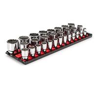 TEKTON 1/2 Inch Drive 12-Point Socket Set with Rails and Tray, 29-Piece (10-38 mm) | SHD92128
