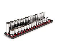 TEKTON 1/2 Inch Drive 12-Point Socket Set with Rails, 30-Piece (10-24 mm) | SHD92212
