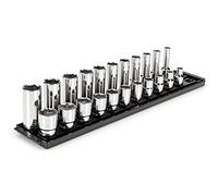 TEKTON 1/2 Inch Drive 6-Point Socket Set with Rails and Tray, 22-Piece (3/8-1 in.) | SHD92209