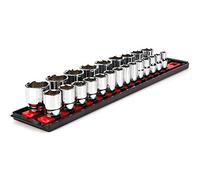 TEKTON 1/2 Inch Drive 6-Point Socket Set with Rails and Tray, 23-Piece (10-32 mm) | SHD92002