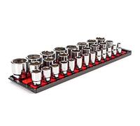 TEKTON 1/2 Inch Drive 6-Point Socket Set with Rails and Tray, 29-Piece (10-38 mm) | SHD92124
