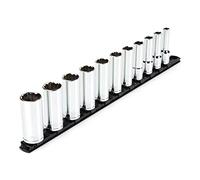 TEKTON 1/2 Inch Drive Deep 12-Point Socket Set with Rail, 11-Piece (3/8-1 in.) | SHD92107