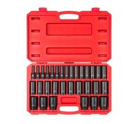 TEKTON 1/2 Inch Drive Deep 6-Point Impact Socket Set, 31-Piece (8-38 mm) | SID92335