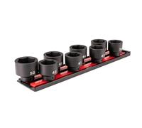 TEKTON 1/2 Inch Drive Shallow 6-Point Impact Socket Set with Rails and Tray, 8-Piece (39-50) | SID92110