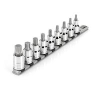 TEKTON 1/2 Inch Drive Torx Bit Socket Set with Rail, 9-Piece (T30-T80) | SHB92107