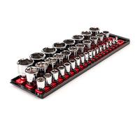 TEKTON 1/4, 3/8, 1/2 Inch Drive 6-Point Socket Set with Rails, 37-Piece (4-38 mm) | SHD99206