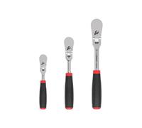 TEKTON 1/4, 3/8, 1/2 Inch Drive Flex Head Comfort Grip Ratchet Set, 3-Piece (6, 8, 10-1/2 in.) | SRH99121