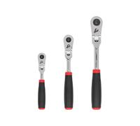 TEKTON 1/4, 3/8, 1/2 Inch Drive Flex Head Quick-Release Comfort Grip Ratchet Set, 3-Piece (6, 8, 10-1/2 in.) | SRH99120