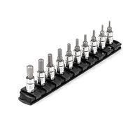 TEKTON 1/4 in Drive Hex Bit Socket Set with Rail, 10-Piece (5/64-5/16 in) | SHB90105