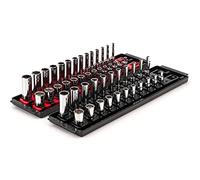 TEKTON 1/4 Inch Drive 12-Point Socket Set with Rails, 50-Piece (5/32-9/16 in., 4-15 mm) | SHD90216