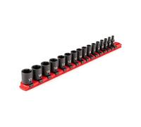 TEKTON 1/4 Inch Drive 6-Point Impact Socket Set with Rail, 16-Piece (4-17 mm) | SID90102 (Pack of 1)