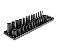 TEKTON 1/4 Inch Drive 6-Point Impact Socket Set with Rails and Tray, 26-Piece (5/32-11/16 in.) | SID90200