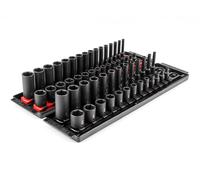 TEKTON 1/4 Inch Drive 6-Point Impact Socket Set with Rails and Trays, 58-Piece (5/32-11/16 in., 4-17 mm) | SID90202