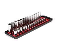 Tekton 1/4-Inch Drive 6-Point Socket Set with Rails SHD90211 28-Piece (4-15 mm)
