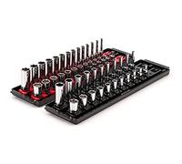 TEKTON 1/4 Inch Drive 6-Point Socket Set with Rails, 50-Piece (5/32-9/16 in., 4-15 mm) | SHD90215