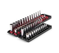 TEKTON 1/4 Inch Drive 6-Point Socket Set with Rails, 50-Piece (5/32-9/16 in., 4-15 mm) | SHD90215