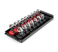 TEKTON 1/4 Inch Drive 6-Point Universal Joint Socket Set with Rails and Tray, 16-Piece (1/4-9/16 in., 6-14 mm) | SHD90217