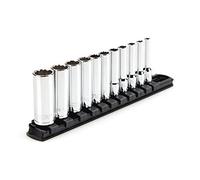 TEKTON 1/4 Inch Drive Deep 12-Point Socket Set with Rail, 11-Piece (5/32-9/16 in.) | SHD90107