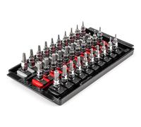 TEKTON 1/4 Inch Drive Hex and Torx Bit Socket Set with Rails and Tray, 31-Piece (5/64-5/16 in., 2-8 mm, T6-T30) | SHB90204
