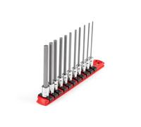 TEKTON 1/4 Inch Drive Long Hex Bit Socket Set with Rail, 11-Piece (2-8 mm) | SHB90107