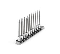TEKTON 1/4 Inch Drive Long Torx Bit Socket Set with Rail, 10-Piece (T6-T30) | SHB90109