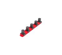 TEKTON 3/4 Inch Drive x 8 Inch Socket Rail, 5 Clips (Red) | OSR31105 | Made in USA