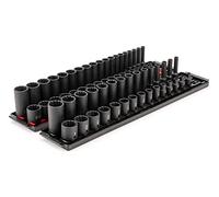 TEKTON 3/8 Inch Drive 12-Point Impact Socket Set with Rails, 68-Piece (1/4-1 in., 6-24 mm) | SID91219