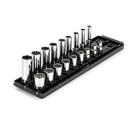 TEKTON 3/8 Inch Drive 12-Point Socket Set with Rails, 18-Piece (5/16-3/4 in.) | SHD91214