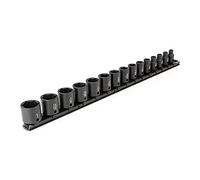 TEKTON 3/8 Inch Drive 6-Point Impact Socket Set with Rail, 15-Piece (1/4-1 in.) | SID91104